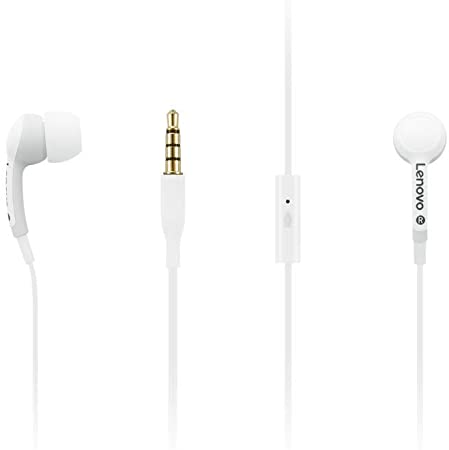 Lenovo 100 in-Ear Headphone, Wired, Microphone, Noise Isolating, 3 Ear Cup Sizes, Windows, Mac, Android, GXD0S50938, White