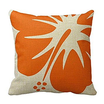 Orange Hibiscus Customized Square Custom Throw Pillow Case Cushion Cover 18 x 18 Inches Pillow Cover