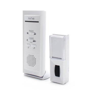 Famili Portable Wireless Doorbell Door Chime with 16 Sounds, White