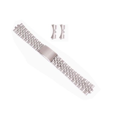 YGDZ Silver Stainless Steel Bracelet Watch Band Strap Curved End Solid Links Color Silver 20mm