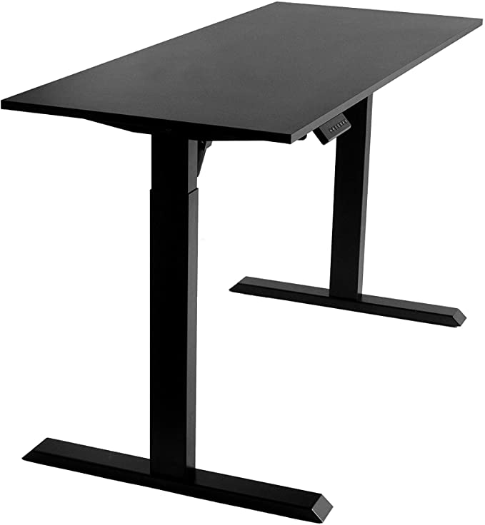 TechOrbits Electric Standing Desk Frame 60 x 24 Inch Tabletop - Motorized Workstation Two Leg Stand Up Desk with Memory Settings and Telescopic Sit Stand Height Adjustment (Black Frame/Black Top)