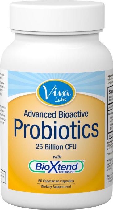 Viva Labs ADVANCED Probiotics 25 Billion CFU BioXtend Technology for Targeted Release and Increased Absorption 50 Caps