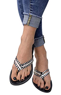 Peach Couture Womens Knotted Braid Silver Accent Thong Sandal