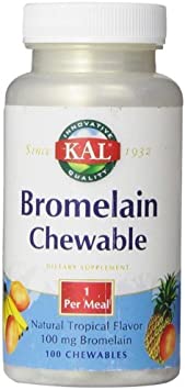 KAL Bromelain Chewable Tablets, Tropical Flavor, 100 mg, 100 Count by Kal