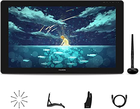 HUION Kamvas 24 Drawing Tablet with Screen 2.5K QHD Graphic Monitor Pen Display Battery-Free Stylus, 120%s RGB, Come with Glove, Adjustable Stand -23.8 Inch