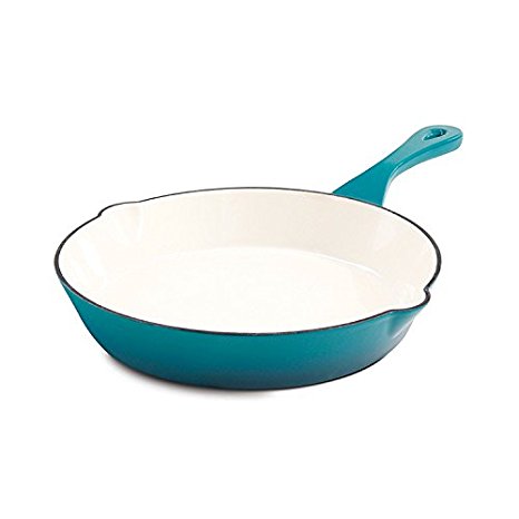 Crock Pot Artisan Enameled Cast Iron 10-Inch Round Skillet, Teal Ombre