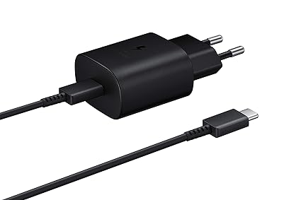 Samsung Original 25W Travel Adapter   USB C to C Cable for All Type C Phones Samsung, Black