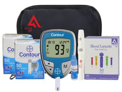active1st Diabetes Testing Kit (Bayer Contour Meter, 100 Contour Test Strips, 100 Active1st 30g Lancets, Lancing Device & Control Solution)