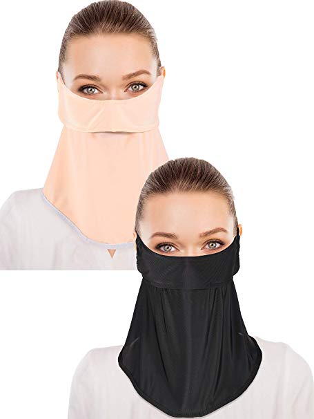 2 Pieces Unisex Face Mask Sun Protective Face Cover Women UV Protection Mask for Summer Outdoor Activities for Women