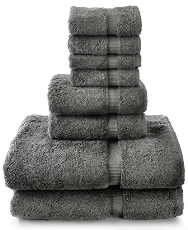 Turkuoise Turkish Towel 8-Piece Cotton Towel Set, Grey