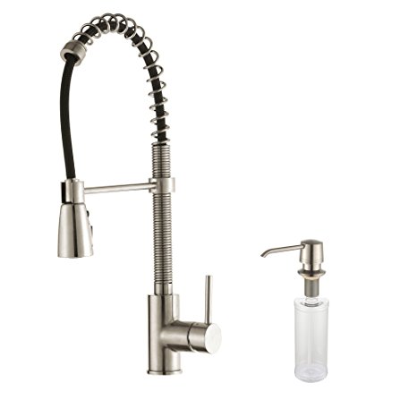 Kraus KPF-1612-KSD-30SS Single Lever Pull Down Kitchen Faucet Stainless Steel Finish and Soap Dispenser