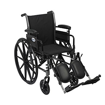 Drive Medical Cruiser III Light Weight Wheelchair with Various Flip Back Arm Styles and Front Rigging Options, Black, 20"