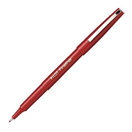 Wholesale CASE of 25 - Pilot Fineliner Markers-Fineliner Marker, Airtight Cap, Fine Point, Red Ink