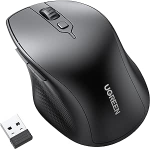 UGREEN Souris Bluetooth Silencieuse Ergonomique 2,4GHz 4000 DPI Optique Réglable avec Récepteur USB Souris Ordinateur sans Fil Bluetooth Compatible avec Mac PC Portable Tablette