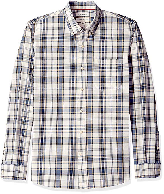 Goodthreads Men's Standard-fit Long-Sleeve Plaid Chambray Shirt