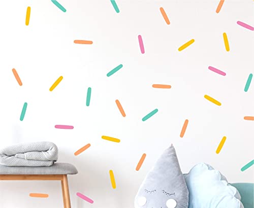 Confetti Sprinkles Wall Decals (1 inch x 5 inch confetti - 160 Decals total) Easy Peel and Stick Matte Finish Removable Decals Safe on Painted Walls