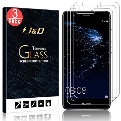 [3-Pack] P10 Lite Screen Protector, J&D Glass Screen Protector [Tempered Glass] HD Clear Ballistic Glass Screen Protector for Huawei P10 Lite - Protect Screen from Drop and Scratch