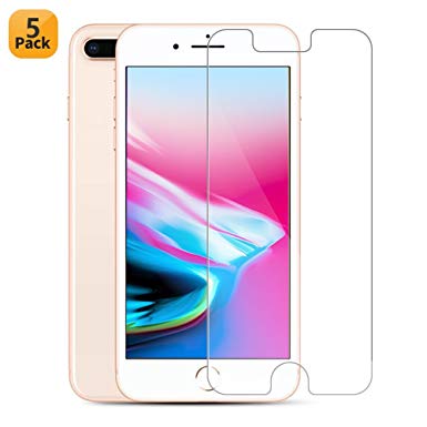Maxdara Screen Protector for iPhone 8 Plus Tempered Glass Screen Protector Ultra-Thin Touch Accurate Anti-Scratch [Case Friendly] 8 Plus 5.5 inches (5 Pack)