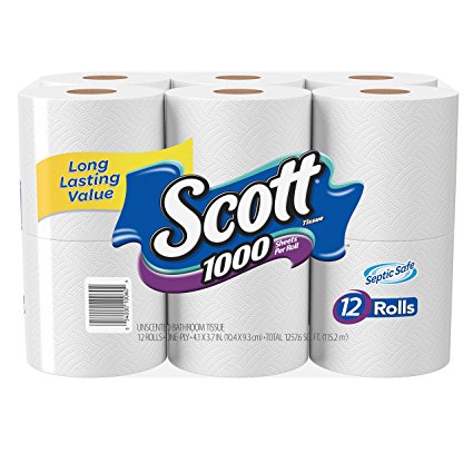 Scott Bath Tissue, 1-Ply, 12 Rolls