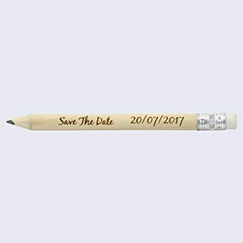 PERSONALISED 50 Pencils Laser Engraved for Weddings, Save The Date, Pencil Us In
