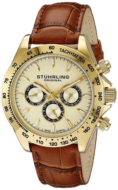 Stuhrling Original Men's 564L.02 Triumph Classic Swiss Quartz Multifunction Gold-Tone Watch