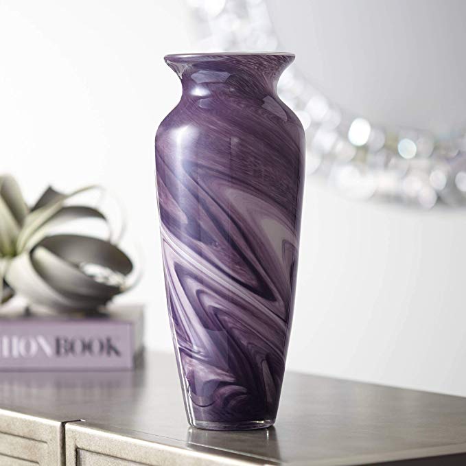 Universal Lighting and Decor Barton Purple Swirl 12 1/2" High Medium Glass Vase