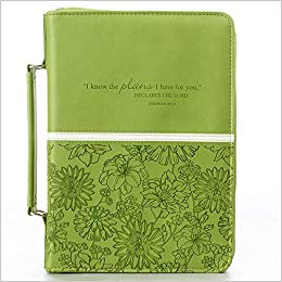 Floral Embossed Bible / Book Cover - Jeremiah 29:11 (Large, Lime)