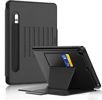 DUNNO Case for iPad 9th/ 8th/ 7th Generation(iPad 10.2-Inch, 2021/2020/2019 Model), Magnetic Multi-Angles Stand Cover with Pen Holder&Card Pocket, Auto Wake/Sleep Function, for iPad 10.2 Inch (Black)