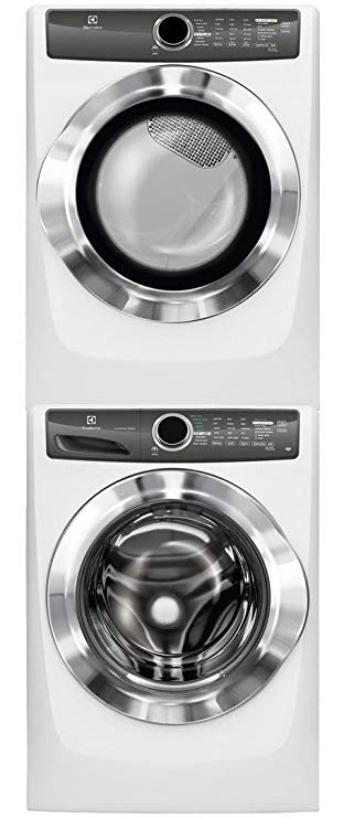 Electrolux White Front Load Laundry Pair with EFLS517SIW 27" Washer, EFME517SIW 27" Electric Dryer and STACKIT7X Stacking Kit