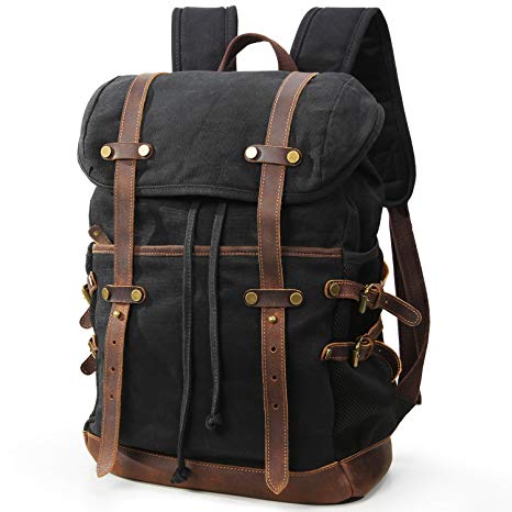 Lifewit Waxed Canvas Backpack Waterproof 15.6 Inch Laptop Casual School College Bags Travel Rucksack