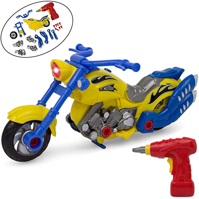 Take-A-Part Motorcycle Toy - Lights and Sounds - Power Drill - Tool Parts