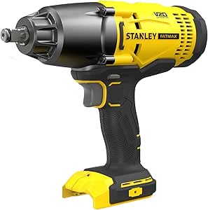 Stanley FATMAX Boulonneuse à Chocs Sans Fil Lithium Ion 18V 480 Nm 1700 trs/mn Mandrin ½ Carré Faisceau LED Revêtement Soft Grip Sans Batterie ni Chargeur Gamme FATMAX V20 SFMCF900B-XJ