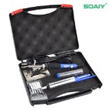 6-in-1 Electric Soldering Iron Kit SOAIY 60W Adjustable Temperature Welding Soldering Iron with Tool Carry Case Including Extra 5pcs Different Tips Soldering Sucker Solder Wire Y Stand