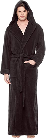 Arus Men's Hood'n Full Ankle Length Hooded Turkish Cotton Bathrobe