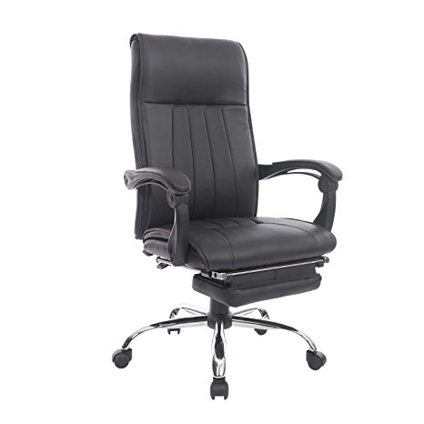 HomCom High Back Executive Swivel Office Chair w/Footrest - Black