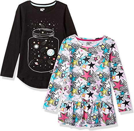 Spotted Zebra Girl's Toddler & Kids 2-Pack Long-Sleeve Tunic Tops