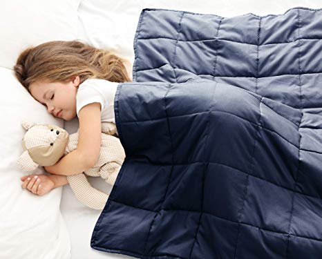 Love's cabin Weighted Blanket 7 lbs for Kids (41''x60'', Navy) 100% Organic Cotton Toddler Weighted Blanket with Glass Beads, Extra Soft Heavy Blanket (Anti-Dirty,Anti-mite,Incredible Touch)