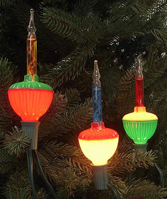 Northlight Set of 7 Multi-Color Retro Christmas Bubble Lights - Green Wire