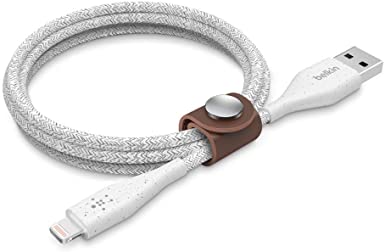 Belkin DuraTek Plus Lightning to USB-A Cable with Strap (Ultra-Strong iPhone Charging Cable), 10ft/3m, White, Compatible with iPhone 11, 11 Pro, 11 Pro Max and iPhone Models with Lightning Connector