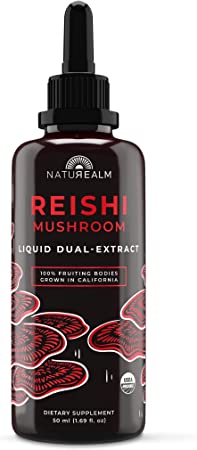 Naturealm Reishi Mushroom Extract - Liquid Drops - Certified Organic Mushrooms - Potent Dual-Extraction Tincture - Supplement for Immune & Adaptogen Support, Sleep, and Longevity - 50ml