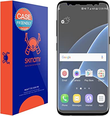 Skinomi Matte Screen Protector Compatible with Galaxy S8 Plus (Case Friendly) Anti-Glare Matte Skin TPU Anti-Bubble Film