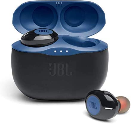 JBL Tune 125 TWS In-Ear Earphones - True Wireless Bluetooth headphones with powerful bass, up to 32 hours battery life and charging case, in blue