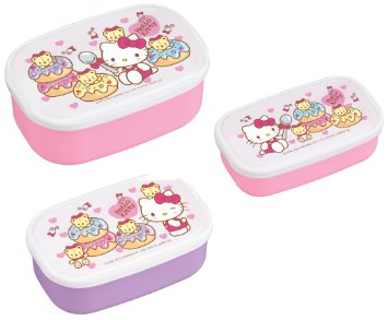 Hello Kitty Design 3-piece Nesting Microwavable Food Storage Lunch Boxes Set of 3pcs