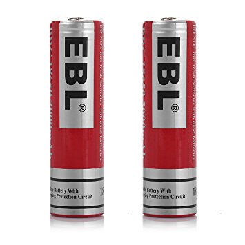 EBL 2 Pack 3.7V Lithium-ion 18650 Rechargeable Batteries