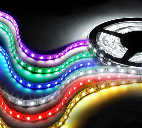 Quntis LED strips light, RGB High Density Dimmable 16.4FT 5M RGB SMD 5050 Color Changing 300LEDS With 44Key IR Remote Power Supply（Waterproof IP65）