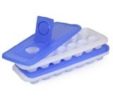 ChefLand Easy Release No Spill Ice Cube Tray with Removable Cover White Set of 2