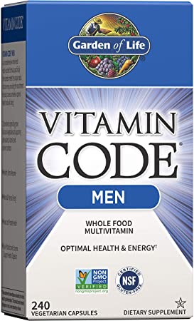 Garden of Life Vitamin Code Whole Food Multivitamin for Men - 240 Capsules, Vitamins for Men, Fruit and Veggie Blend and Probiotics for Energy, Heart, Prostate Health, Vegetarian Mens Multivitamins