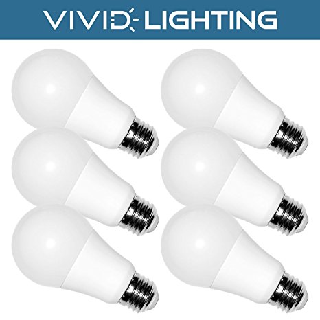 Vivid Lighting LED Bulbs, 60 Watt Replacement, 9.5W, 800 Lumens, 6 Pack, Soft White (2700K), Dimmable, Energy Star Certified