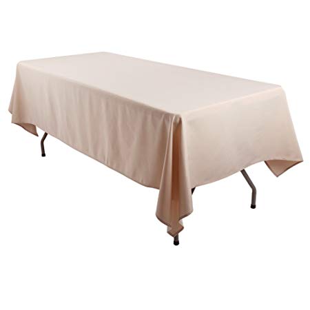E-TEX Rectangle Tablecloth - 60 x 102 Inch - Beige Rectangular Table Cloth for 6 Foot Table in Washable Polyester