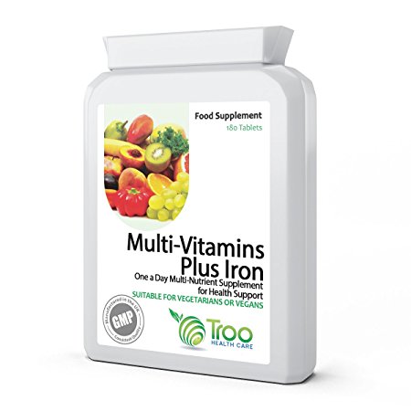 Multi Vitamins & Iron 180 Tablets - Daily One A Day Multi-Vitamin Supplement